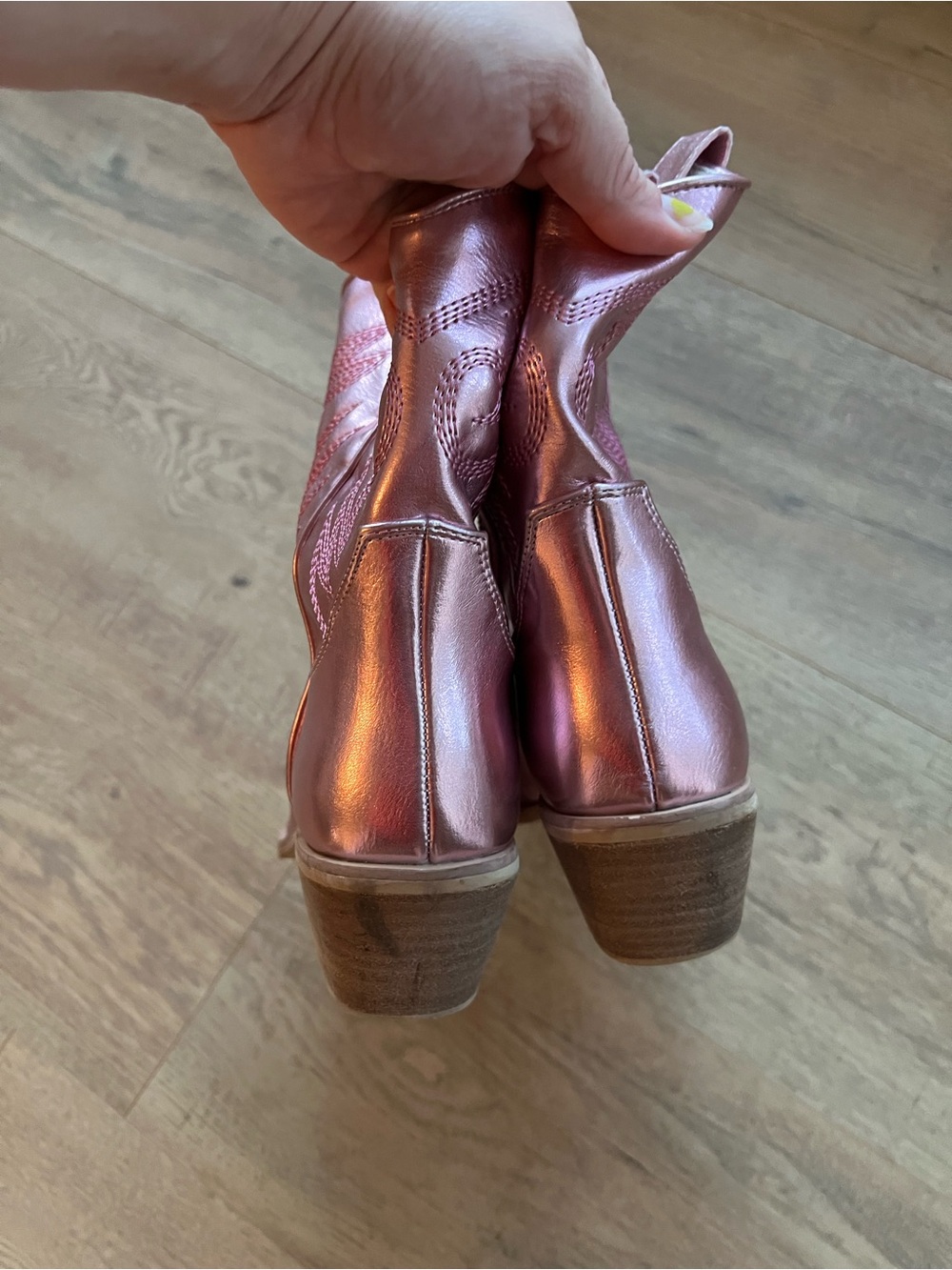 Shu ShopMetallic Pink Western Ankle Boots - Picture 4 of 7